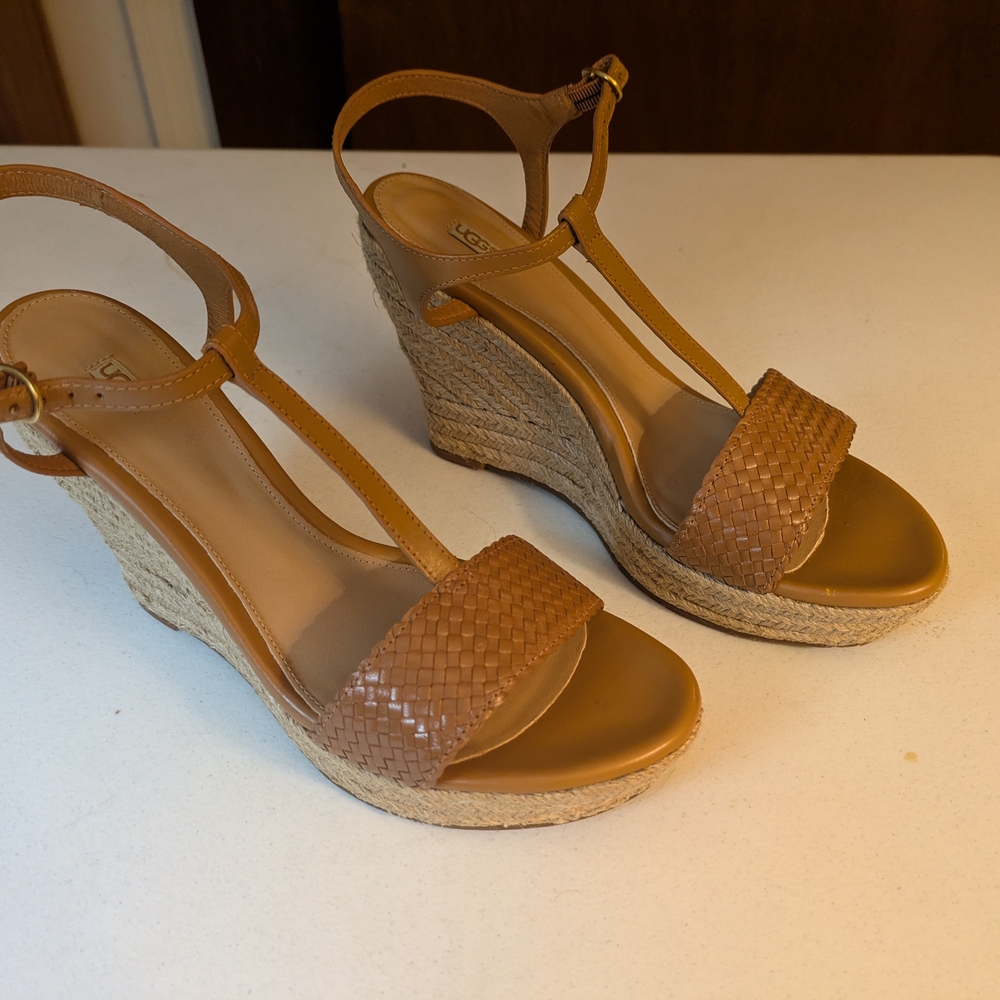 UGG Women's Fitchie II Brown Wedge Sandals. New In Box. - Picture 5 of 6